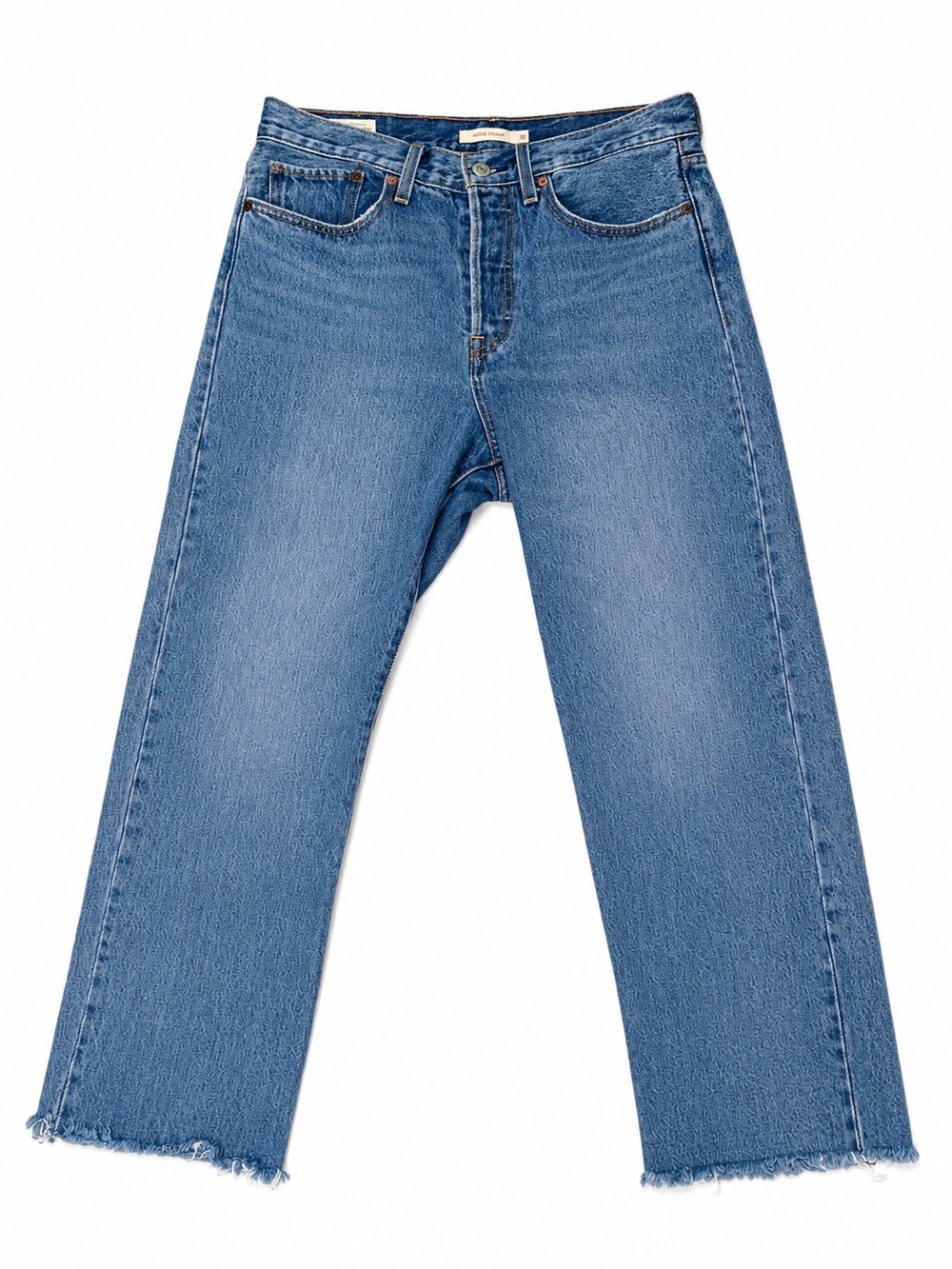 Levi’s Wedgie Straight Womens High Rise Cropped Raw Hem Jeans Size 30 light wash - Picture 2 of 9